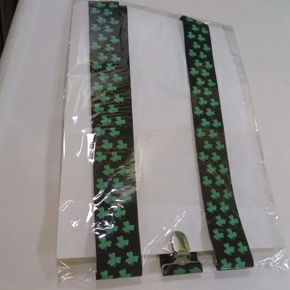 St Patrick's Day party items (suspenders, tie, wall décor & invitations)